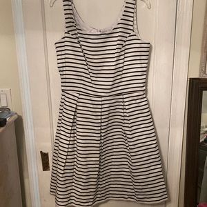 Structured black and white striped dress